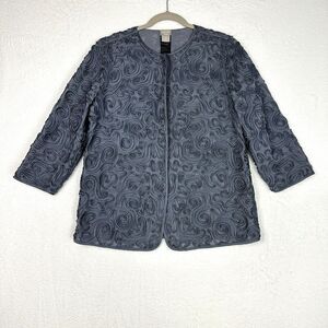 Chico's Size 2 Travelers Jacket Soutache Swirl Embellished in Carbon Gray